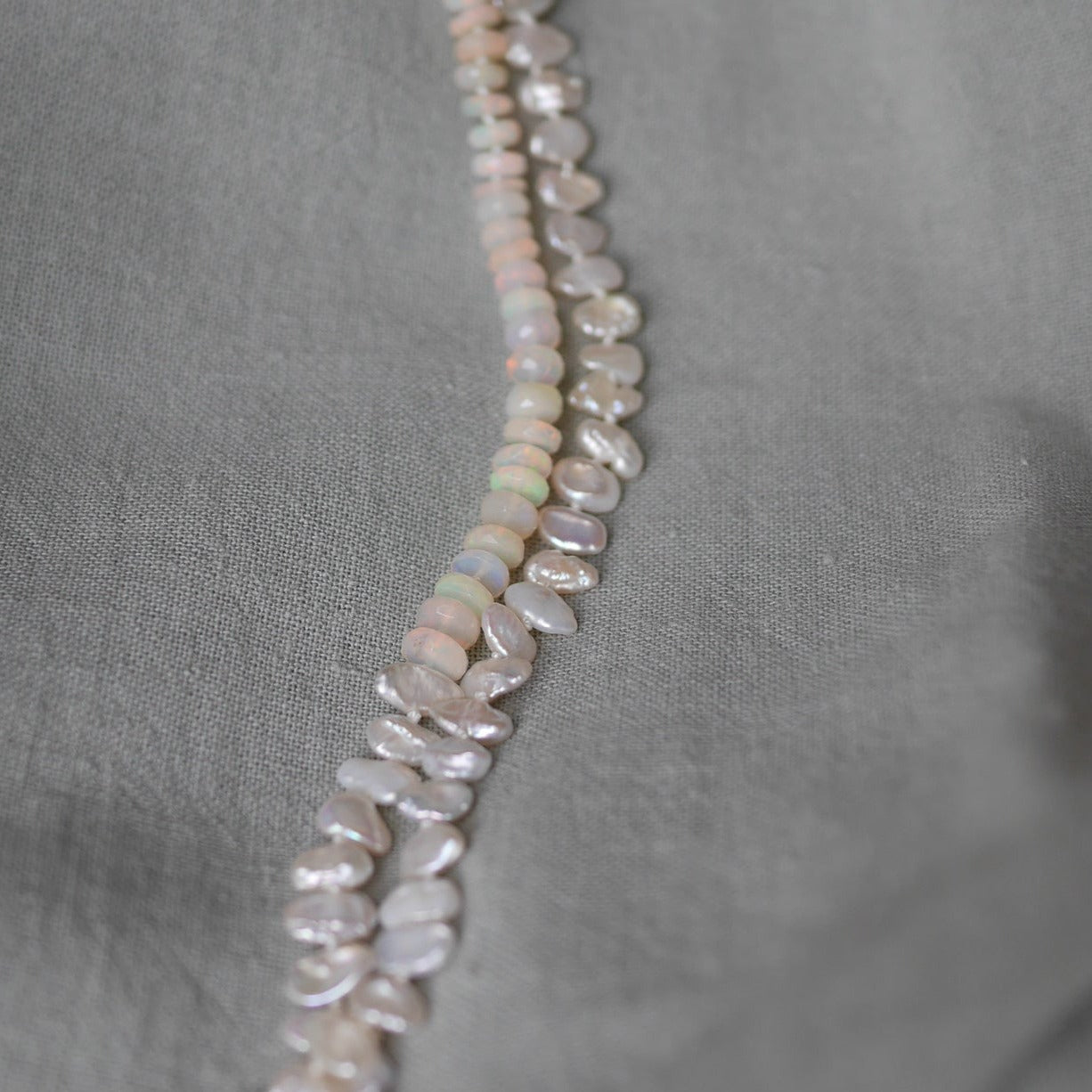 Opal and pearl necklace