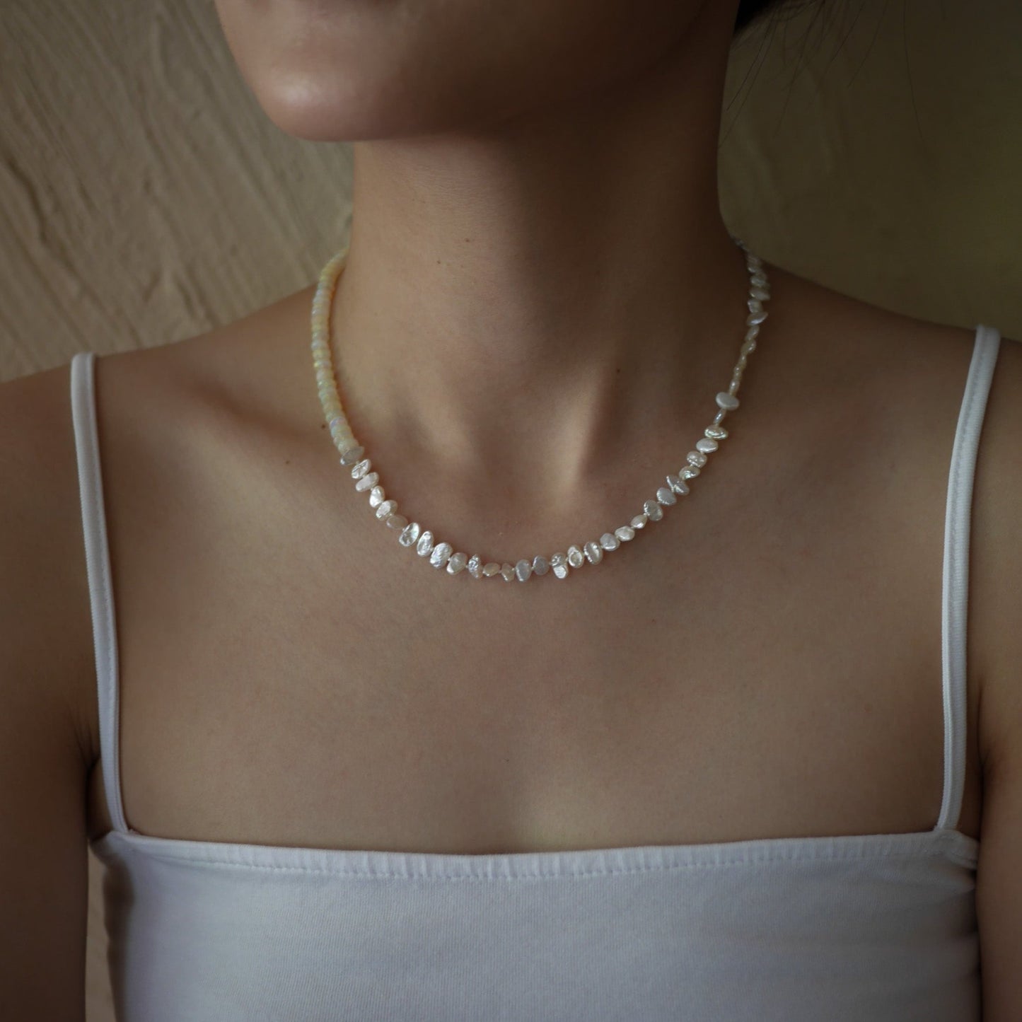 Opal and pearl necklace